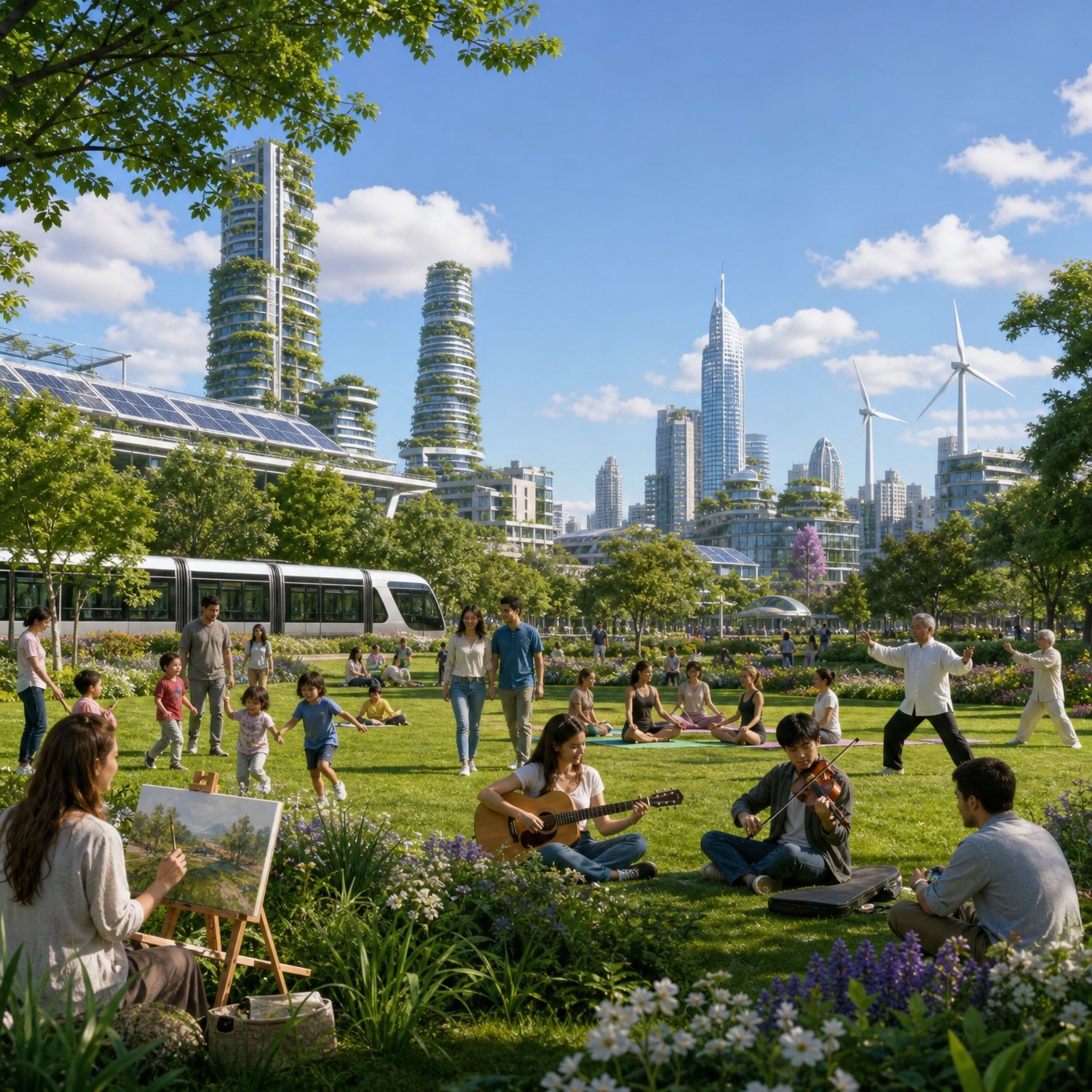 Leisure in a society where AI, robotics, and automation handle all work for the population