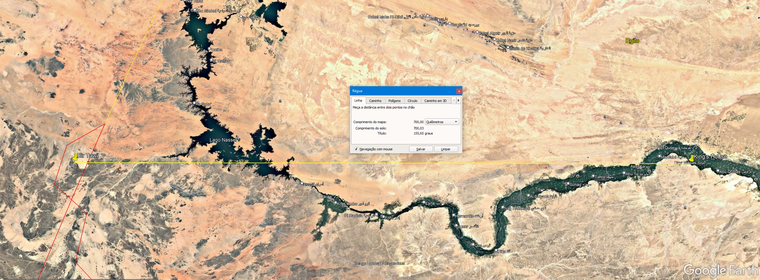 700 km distance illustration